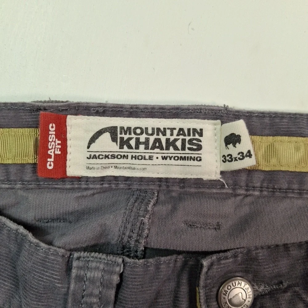 Mountain Khakis Canyon Cord Pants Classic Fit Gray Corduroy 33x34 5-Pocket